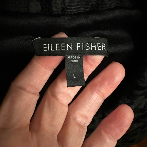 Eileen Fisher Women Black Chenille Water Lily Jacquard Texture Silk Blend Blazer - Picture 3 of 9